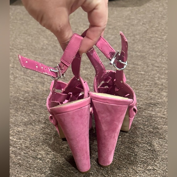 ALDO Suede Peep Toe High Heel Platforms Pink Fushia Women EU 39/US 8 - Picture 6 of 10